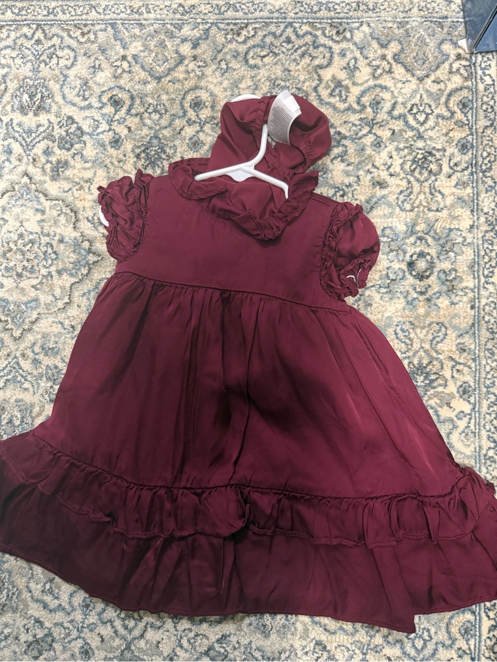 Janie and Jack Burgundy Ruffle Hooded Costume Dress
